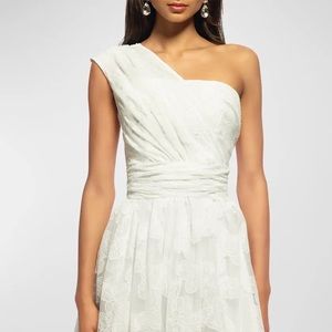 Shoshanna one shoulder floral lace mesh gown